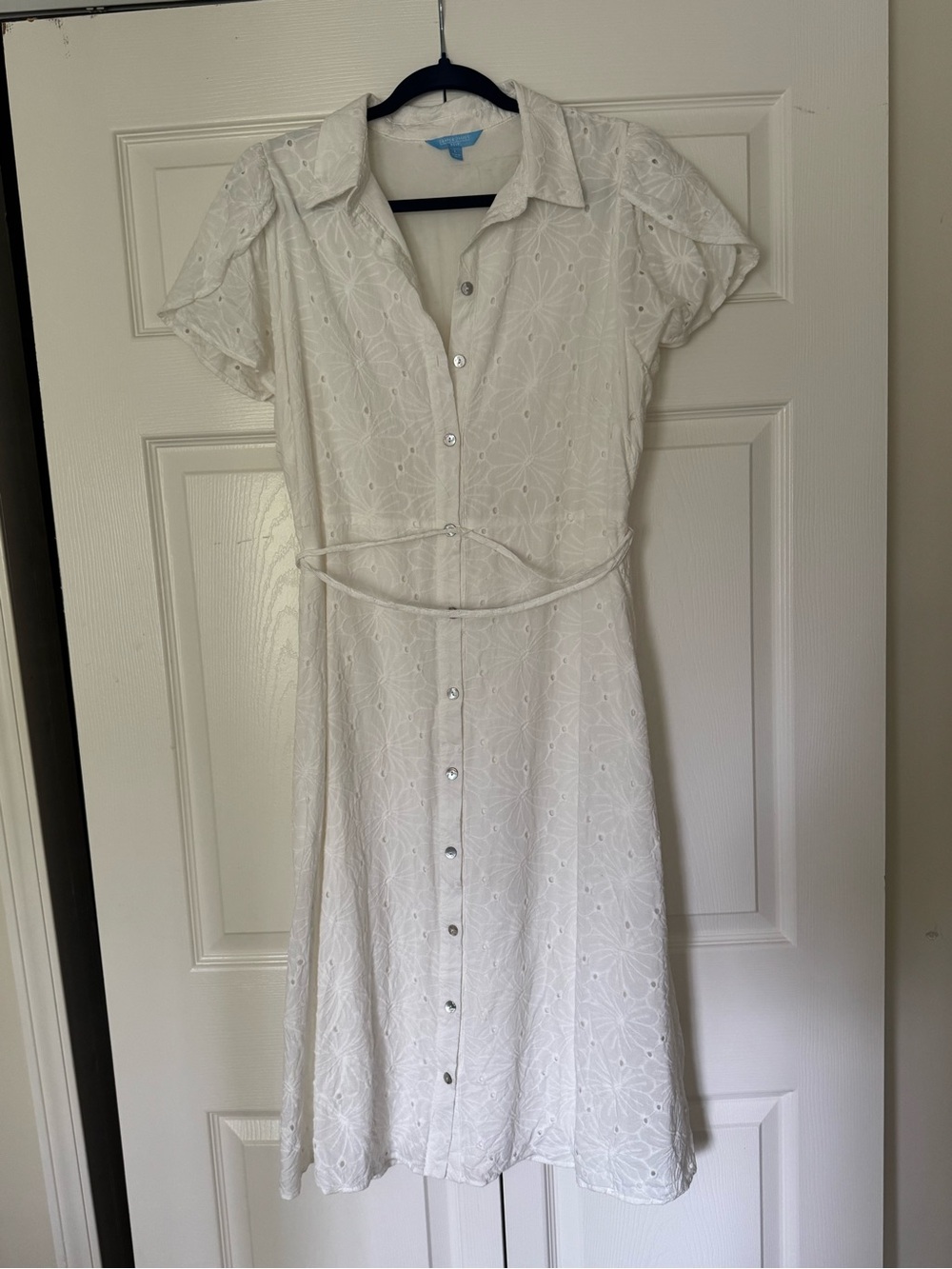 Draper James White Eyelet Button-Front Midi Dress